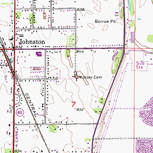 Topographic Map of Kinsey Cemetery, IA