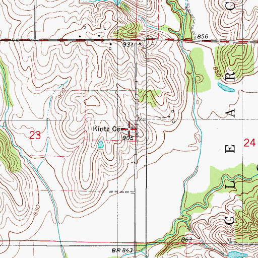 Topographic Map of Kintz Cemetery, IA