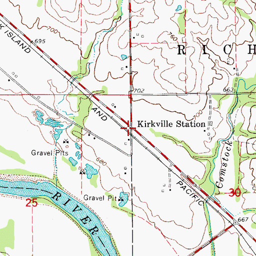 Topographic Map of Kirkville Station, IA