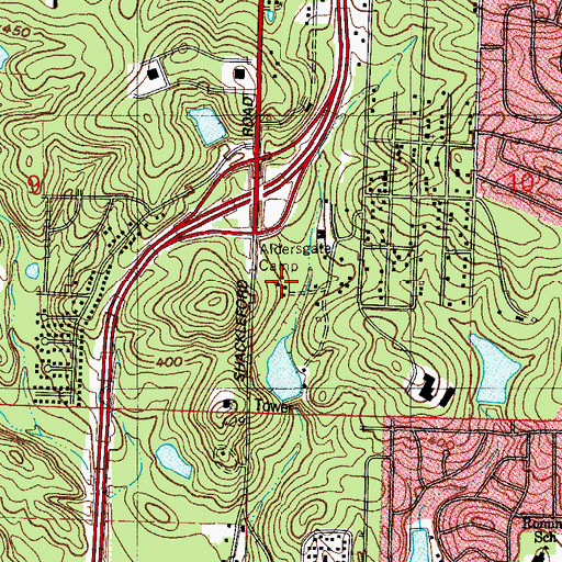 Topographic Map of Aldersgate Camp, AR