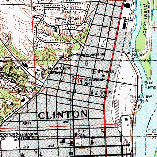 Topographic Map of Kirkwood School, IA