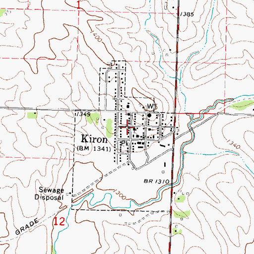 Topographic Map of Kiron, IA