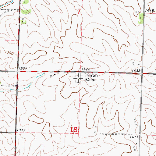 Topographic Map of Kiron Cemetery, IA