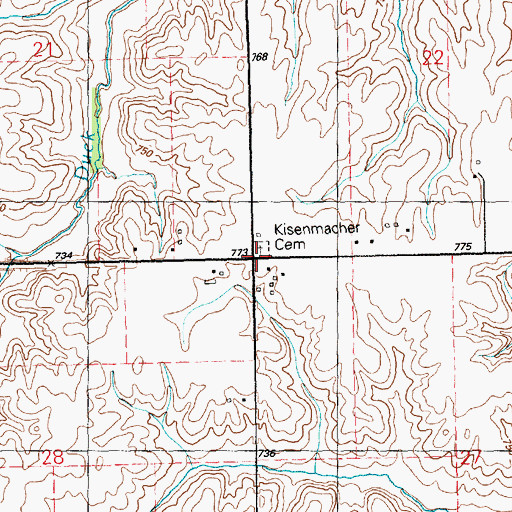 Topographic Map of Kisenmacher Cemetery, IA
