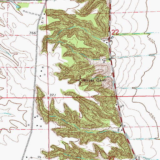 Topographic Map of Kiser Cemetery, IA
