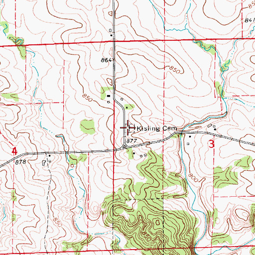 Topographic Map of Kisling Cemetery, IA