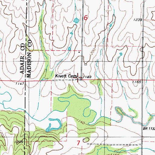 Topographic Map of Kivett Cemetery, IA