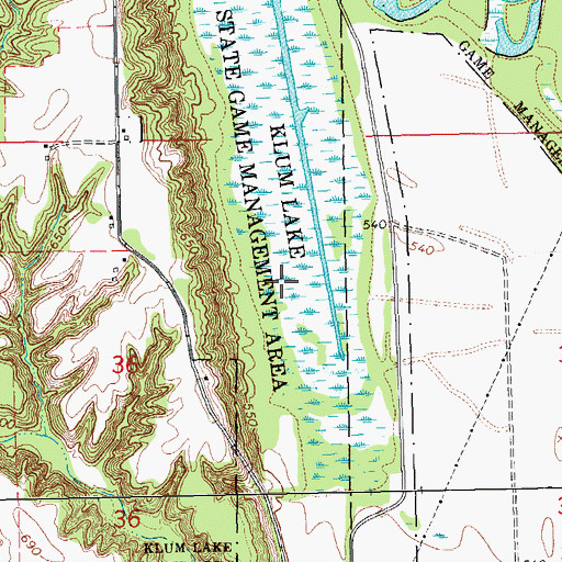 Topographic Map of Klum Lake State Game Mgt Area, IA