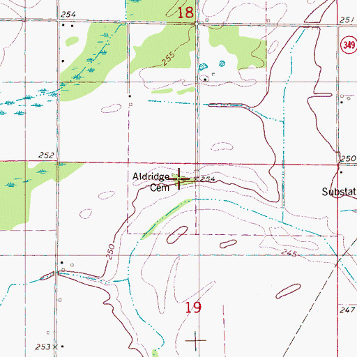 Topographic Map of Aldridge Cemetery, AR