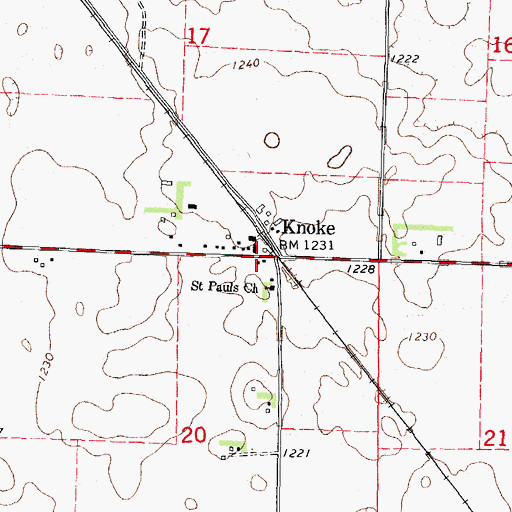 Topographic Map of Knoke, IA