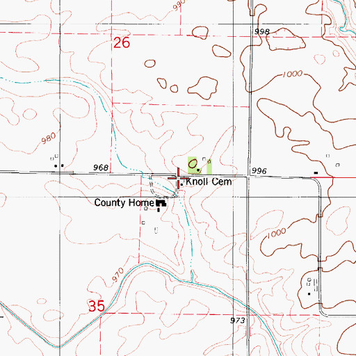 Topographic Map of Knoll Cemetery, IA