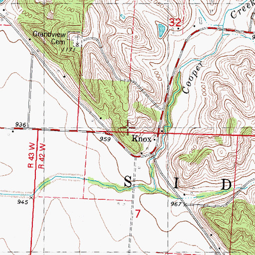 Topographic Map of Knox, IA