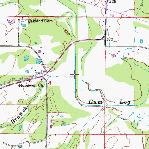 Topographic Map of Alewine Branch, AR