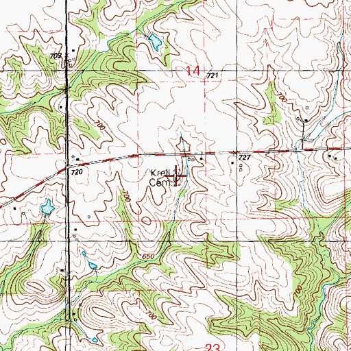 Topographic Map of Krell Cemetery, IA