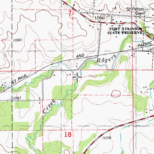 Topographic Map of Krumm Creek, IA