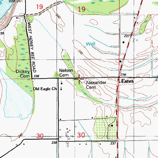 Topographic Map of Alexander Cemetery, AR