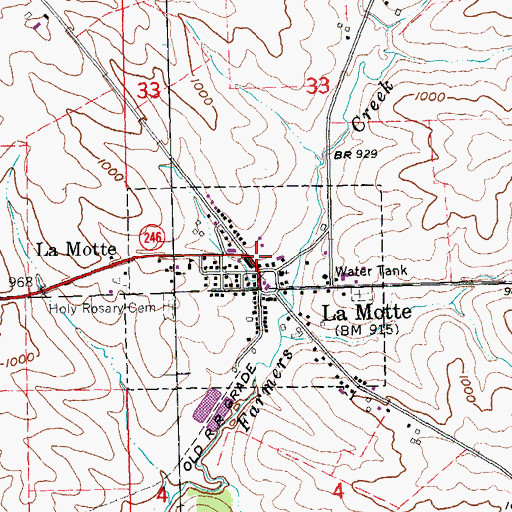 Topographic Map of La Motte, IA