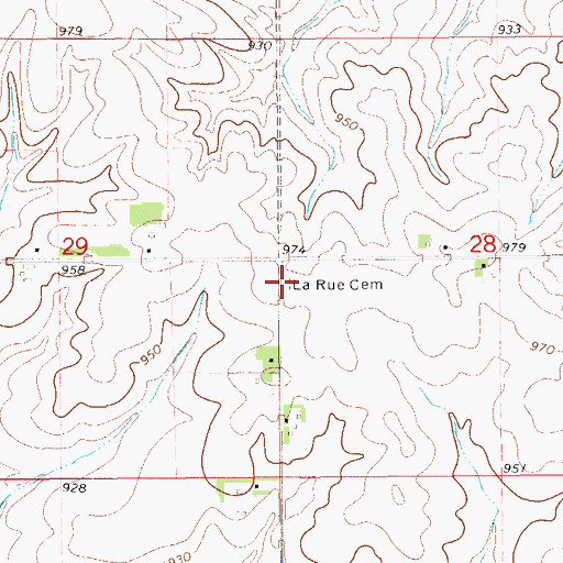 Topographic Map of LaRue Cemetery, IA