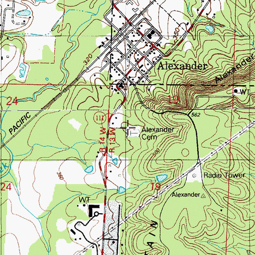 Topographic Map of Alexander Cemetery, AR