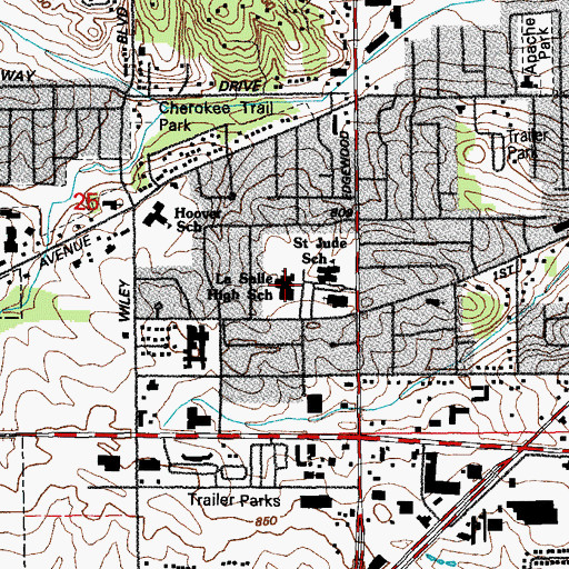 Topographic Map of LaSalle Middle School, IA