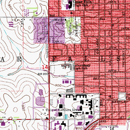 Topographic Map of Price Laboratory School, IA