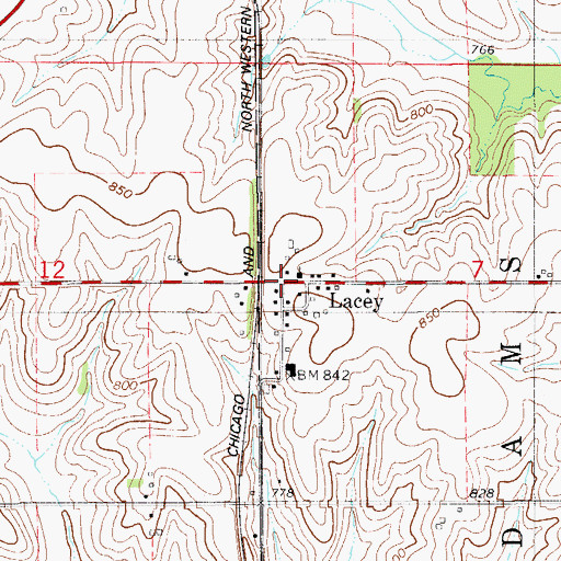 Topographic Map of Lacey, IA