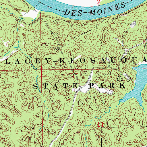 Topographic Map of Lacey-Keosauqua State Park, IA