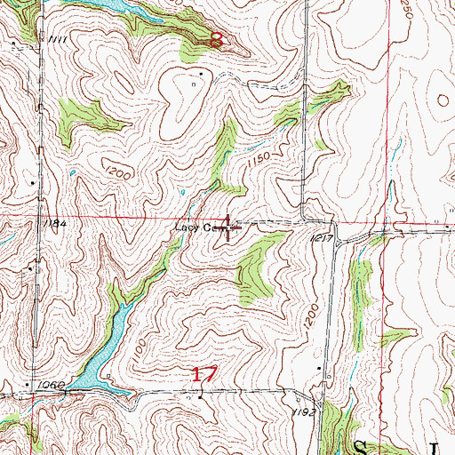 Topographic Map of Lacy Cemetery, IA