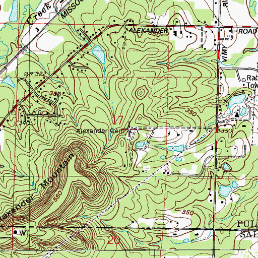 Topographic Map of Alexander Cemetery, AR