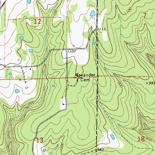 Topographic Map of Alexander Cemetery, AR
