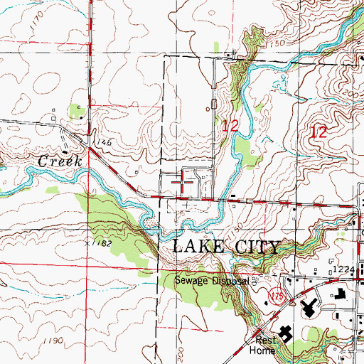 Topographic Map of Lake City Cemetery, IA