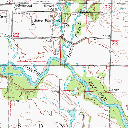 Topographic Map of Lake Creek, IA