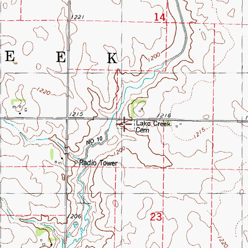 Topographic Map of Lake Creek Cemetery, IA