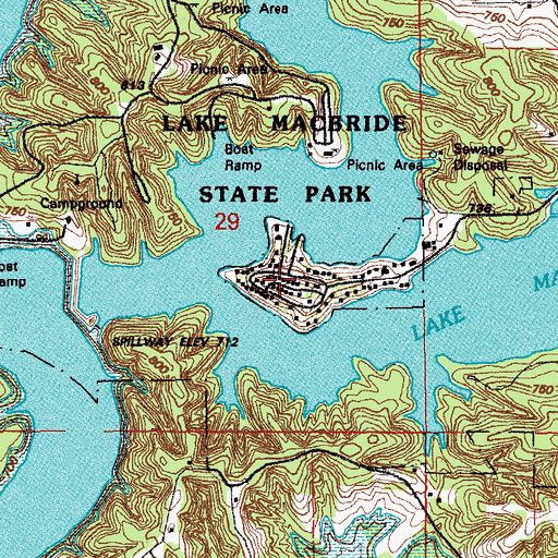 Topographic Map of Lake Macbride State Park, IA