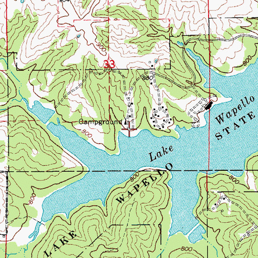 Topographic Map of Lake Wapello State Park, IA