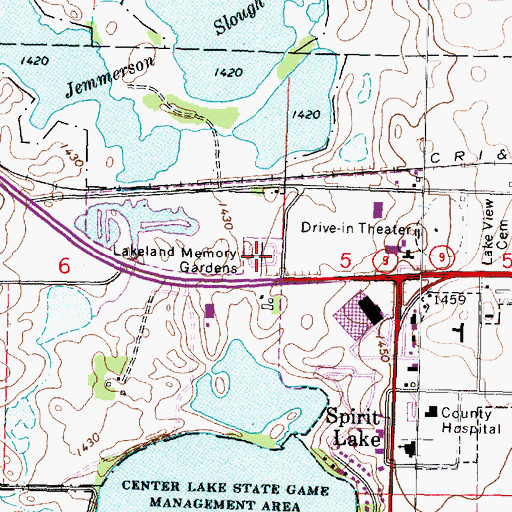 Topographic Map of Lakeland Memory Gardens Cemetery, IA