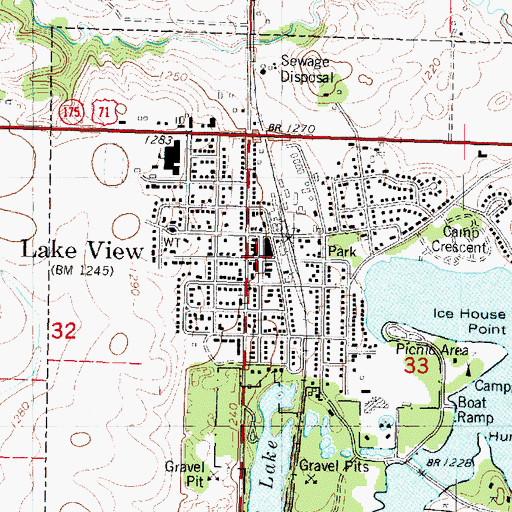 Topographic Map of Lakeview, IA