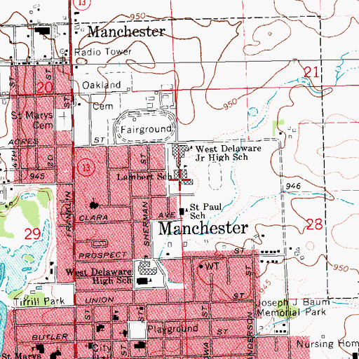 Topographic Map of Lambert Elementary School, IA