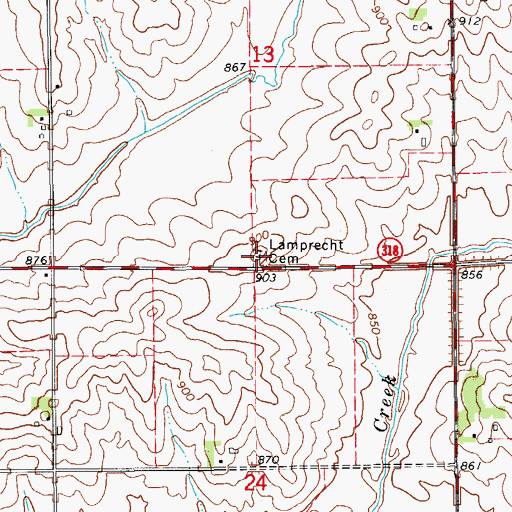 Topographic Map of Lamprecht Cemetery, IA