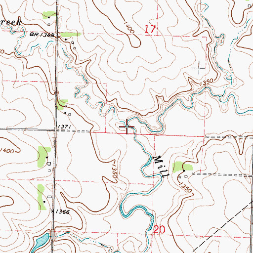 Topographic Map of Lange Creek, IA