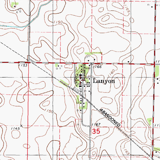 Topographic Map of Lanyon, IA