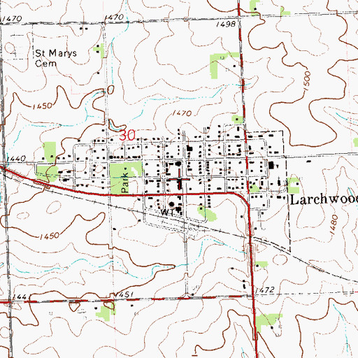 Topographic Map of Larchwood, IA