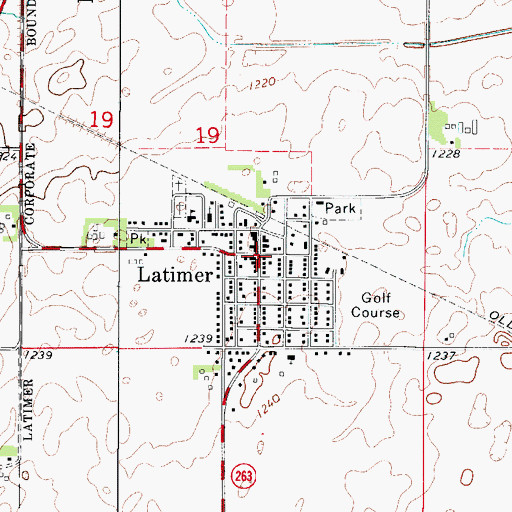 Topographic Map of Latimer, IA