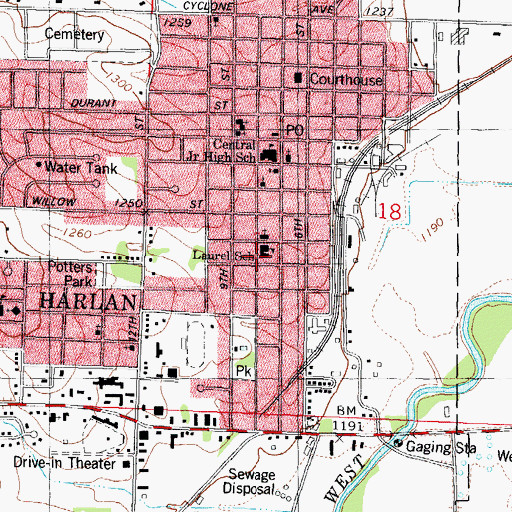 Topographic Map of Laurel School, IA