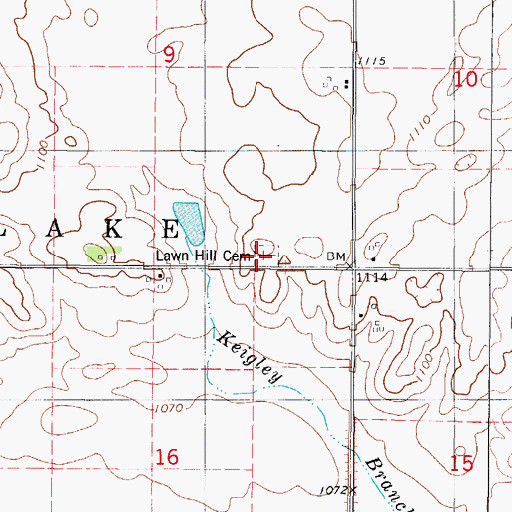 Topographic Map of Lawn Hill Cemetery, IA