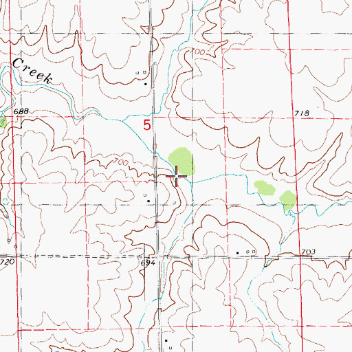 Topographic Map of Lawrence Creek, IA
