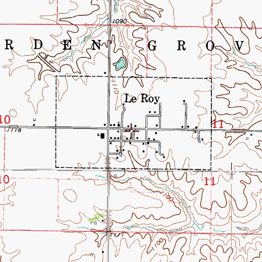 Topographic Map of Le Roy, IA