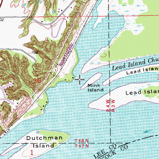 Topographic Map of Lead Island Chute, IA