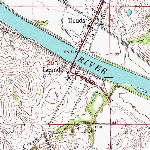 Topographic Map of Leando, IA