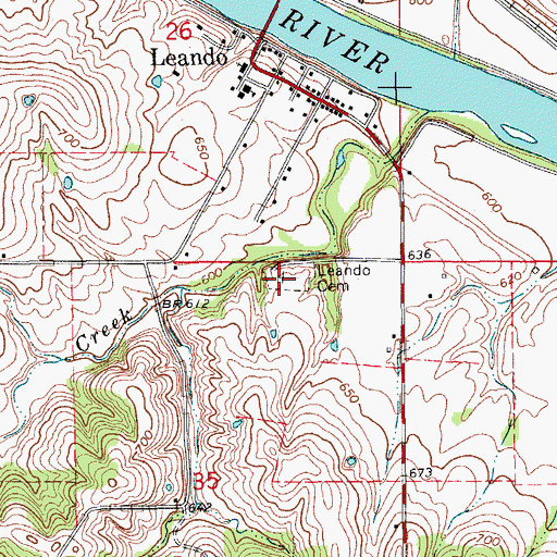 Topographic Map of Leando Cemetery, IA